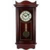 Bedford Clock Collection Weathered Chocolate Cherry Wood 25 Inch Wall Clock with Pendulum