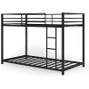 Twin over Twin Low Profile Modern Bunk Bed Frame in Black Metal Finish