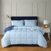 Full/Queen Traditional Microfiber Reversible 3 Piece Comforter Set in Blue/Navy