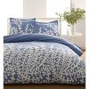 Full / Queen 100-Percent Cotton 3-Piece Comforter Set with Blue White Floral Branch Pattern