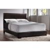 Queen size Dark Brown Faux Leather Upholstered Bed with Headboard