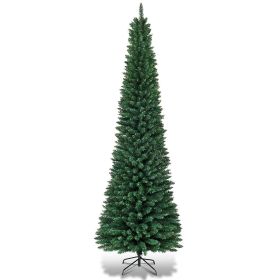 PVC Artificial Slim Pencil Christmas Tree-9 Feet - Color: Green - Size: 9 ft