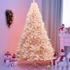 6/7 Feet Artificial Christmas Tree Hinged Full Fir Tree-7 ft - Color: Pink - Size: 7 ft