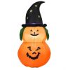 5 Feet Halloween Inflatable LED Pumpkin with Witch Hat - Color: Black - Size: 5 ft