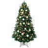 7.5 Feet Artificial Christmas Tree with Ornaments and Pre-Lit Lights - Color: Green - Size: 7.5 ft