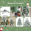 7 Feet Artificial Christmas Tree with Snowy Pine Needles  - Color: Green - Size: 7 ft