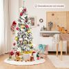 Snow Flocked Christmas Pencil Tree with Berries and Poinsettia Flowers-6 ft - Color: White - Size: 6 ft