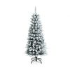 Snow-Flocked Hinged Artificial Christmas Pencil Tree with Mixed Tips-4.5 ft - Color: White - Size: 4.5 ft