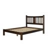 Queen size Solid Pine Wood Platform Bed with Headboard in Espresso