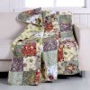 Red Green Blue Purple Yellow White 100-Percent Cotton Floral Patchwork Quilt Throw Blanket