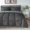 King/Cal King Traditional Microfiber Reversible 3 Piece Comforter Set in Grey