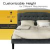 Queen Upholstered Headboard with Adjustable Heights-Dark Gray - Color: Dark Gray - Size: Queen Size