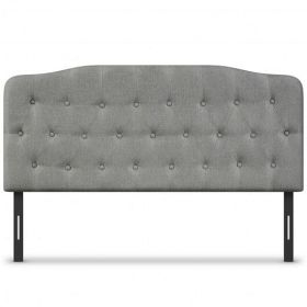 Queen Upholstered Headboard with Adjustable Heights-Light Gray - Color: Light Gray - Size: Queen Size