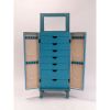 Vintage Turquoise Hand Painted Jewelry Armoire with Antique Drawer Pulls