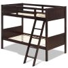 Twin Size Wooden Bunk Beds Convertible 2 Individual Beds-Brown - Color: Brown