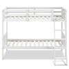 Twin Size Wooden Bunk Beds Convertible 2 Individual Beds-White - Color: White