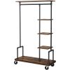 Farmhouse 5 Tier Laundry Pipe Garment Closet Rack Wheels