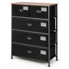 5-Drawer Storage Dresser with Labels and Removable Fabric Bins-Black - Color: Black