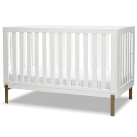 Modern Contemporary White and Gold Bronze Convertible Crib Toddler Bed