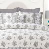 King 4-Piece Reversible Floral Cotton Quilt Set with Decorative Pillow and 2 Shams