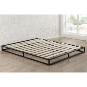 King 6-inch Low Profile Metal Platform Bed Frame with Wooden Support Slats