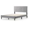 Queen size Stone Gray Upholstered Tufted Platform Bed Frame with Headboard