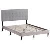 Queen size Stone Gray Upholstered Tufted Platform Bed Frame with Headboard