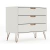 Modern Bedroom Scandinavian Style 3-Drawer Dresser in Off-White Natural Finish