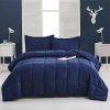 King Size Navy 3 Piece Microfiber Reversible Comforter Set