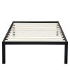 Twin Size Heavy Duty Metal Platform Bed Frame with Wooden Slats