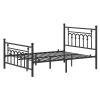 Queen Size Victorian Black Metal Platform Bed Frame with Headboard Footboard