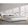 Full Modern White Faux Leather Upholstered Platform Bed Frame with Headboard