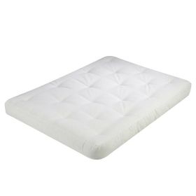 Full size 5-inch Thick Cotton/Poly Futon Mattress in White - Made in USA