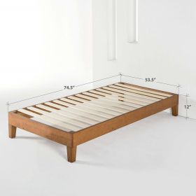 Twin size Modern Solid Wood Platform Bed Frame in Natural