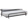 Twin size Roll Out Trundle Bed Frame in Black Metal