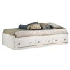 Twin Size Mates Platform Bed in White/Maple with 2 Storage Drawers