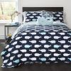 Full/Queen 5 Piece Bed In A Bag Navy Teal Microfiber Waves Whales Quilt Set