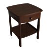 Walnut Finish Accent Table Nightstand with One Drawer