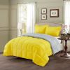 Twin/Twin XL Traditional Microfiber Reversible 3 Piece Comforter Set in Yellow/Light Gray