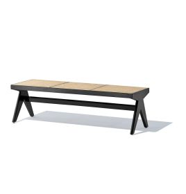 CÃ©lia Bench - Black & Natural Rattan