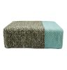 Ira - Handmade Wool Braided Square Pouf | Natural/Pastel Turquoise | 90x90x30cm