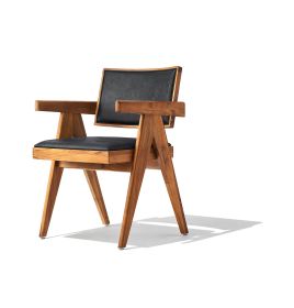 MaÃ¯a Dining Chair - Walnut & Black Leather