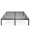 Queen size Sturdy Black Metal Platform Bed Frame with Headboard Attachments