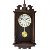 Bedford Clock Collection Leo 21 Inch Chestnut Wood Chiming Pendulum Wall Clock