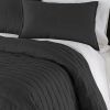 Full/Queen Modern Brick Stitch Microfiber Reversible 3 Piece Comforter Set in Black