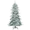 7 Feet Snow Flocked Slim Artificial Christmas Fir Tree - Color: White - Size: 7 ft