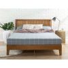 Full size Solid Wood Platform Bed Frame with Headboard in Medium Brown Finish