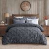 Twin Size All Season Pleated Hypoallergenic Microfiber Reversible 2 Piece Comforter Set in Gray