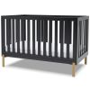 Modern Contemporary Black and Gold Bronze Convertible Crib Toddler Bed