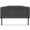 Queen Upholstered Headboard with Adjustable Heights-Dark Gray - Color: Dark Gray - Size: Queen Size